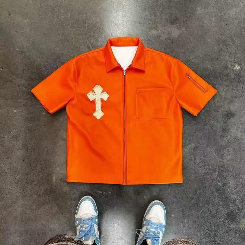 Y2K Style Zip Polo Shirt