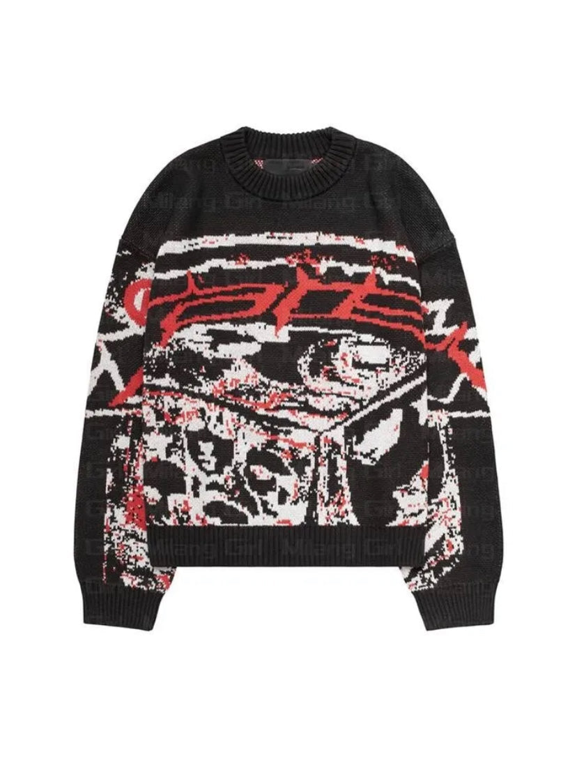 Oversized gothic y2k street wear sweater