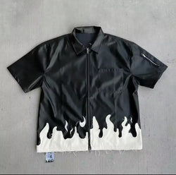 Y2K Style Zip Polo Shirt